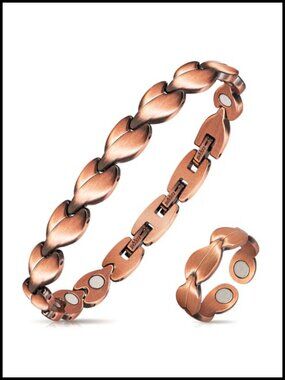 100% Pure Copper Magnetic Bracelet & Ring Set with Adjustable Tool, Magnetic